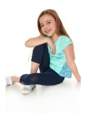 Girls\' 3/4 navy blue leggings NDZ8429 - Online store - Boutique